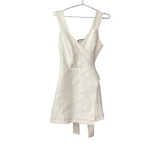ALEXIS Catia Pleated Wrap Romper White Linen